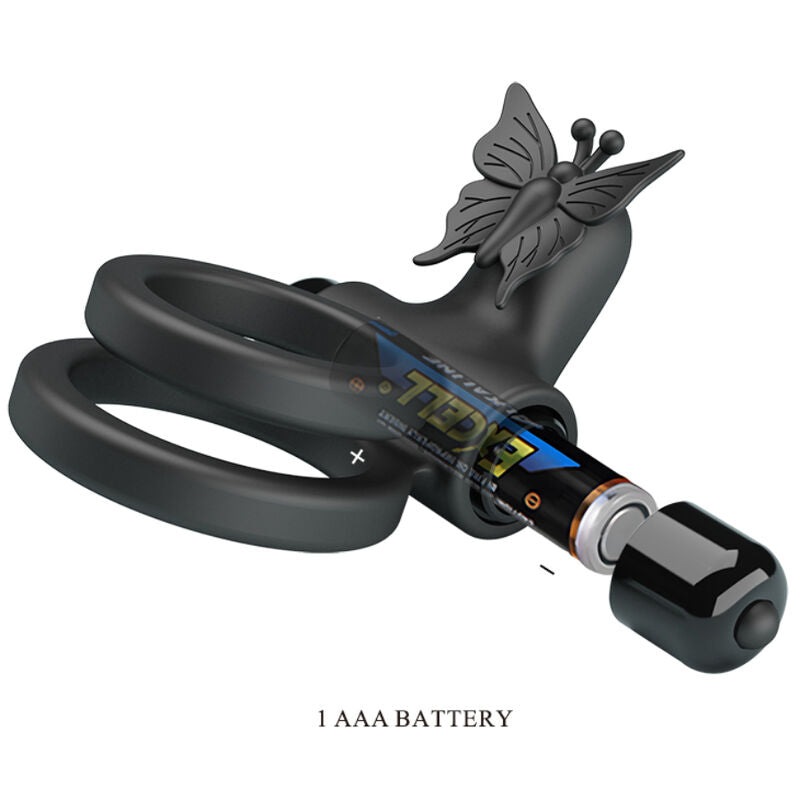 PRETTY LOVE - DOUBLE VIBRATING RING WITH BLACK STIMULATOR - Amore24
