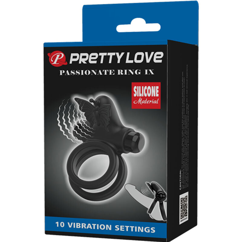 PRETTY LOVE - DOUBLE VIBRATING RING WITH BLACK STIMULATOR - Amore24