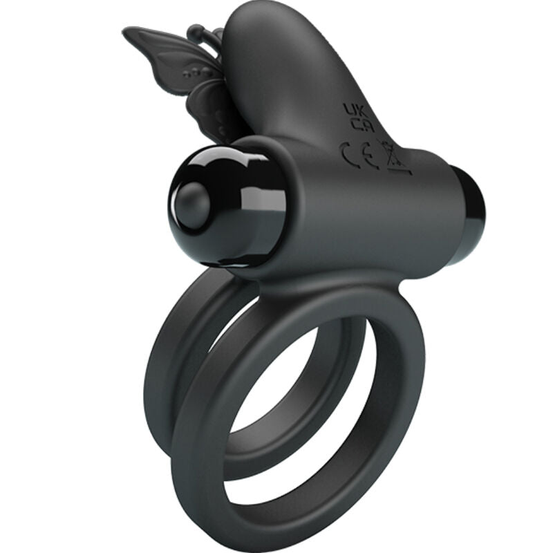 PRETTY LOVE - DOUBLE VIBRATING RING WITH BLACK STIMULATOR - Amore24