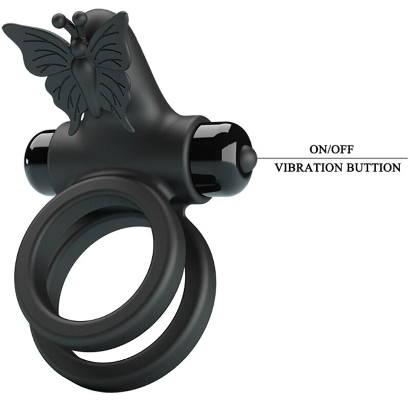 PRETTY LOVE - DOUBLE VIBRATING RING WITH BLACK STIMULATOR - Amore24