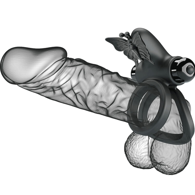 PRETTY LOVE - DOUBLE VIBRATING RING WITH BLACK STIMULATOR - Amore24