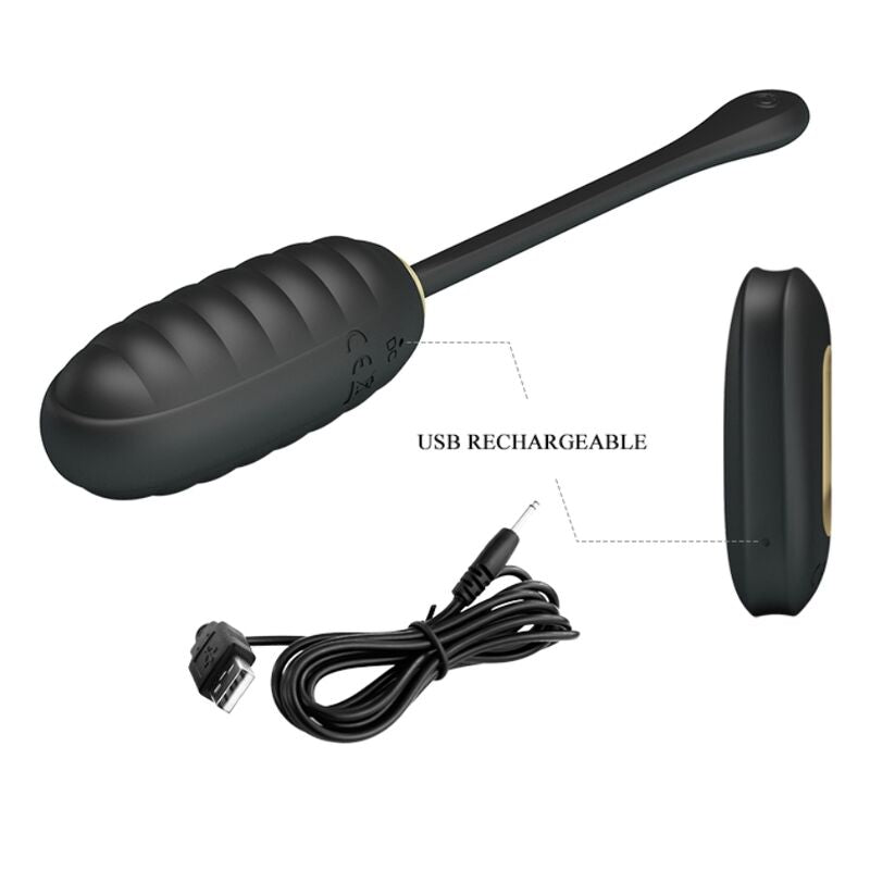 PRETTY LOVE - DOREEN LUXURY RECHARGEABLE VIBRATING EGG BLACK REMOTE CONTROL - Amore24