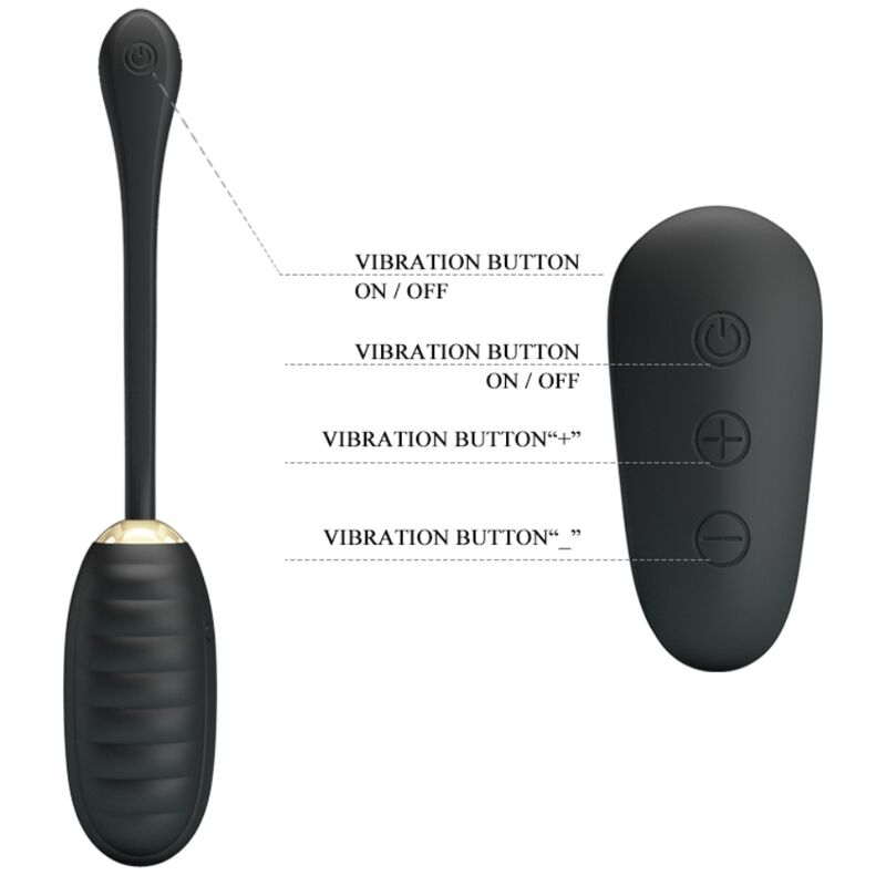 PRETTY LOVE - DOREEN LUXURY RECHARGEABLE VIBRATING EGG BLACK REMOTE CONTROL - Amore24