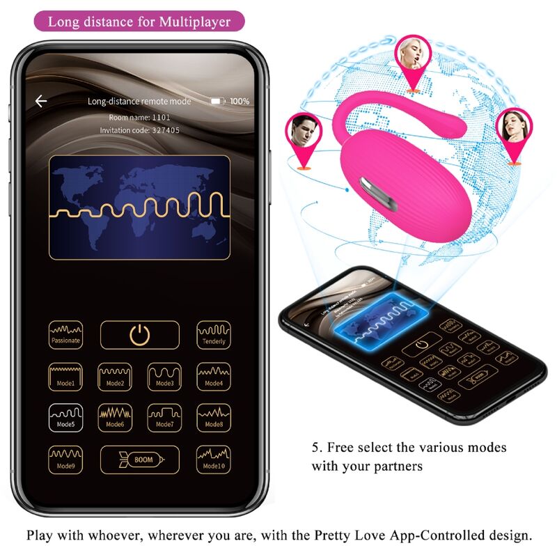 PRETTY LOVE - DOREEN RECHARGEABLE VIBRATING EGG MAGENTA REMOTE CONTROL - Amore24