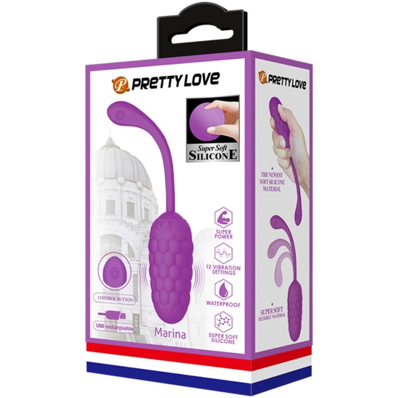PRETTY LOVE - VIBRATING EGG WITH PURPLE RECHARGEABLE MARINE TEXTURE - Amore24