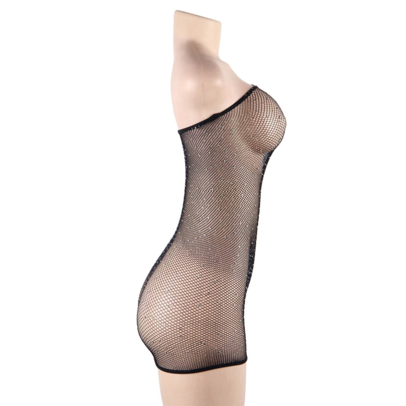 QUEEN LINGERIE - NET BODY DRESS WITH DIAMONDS S/L - Amore24