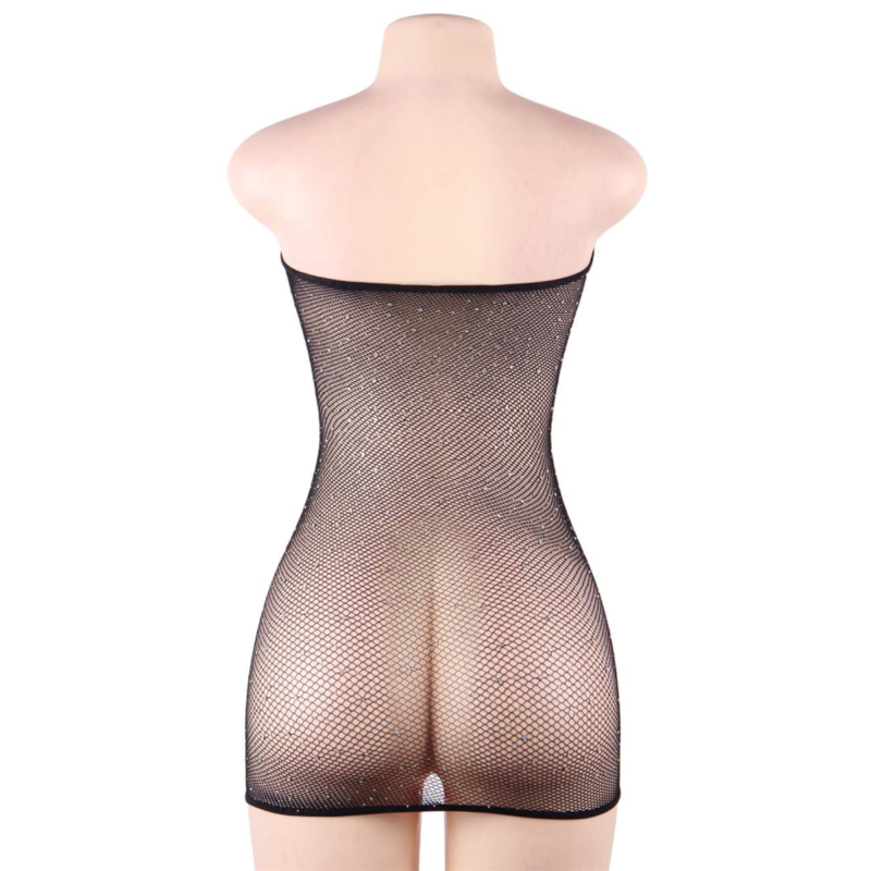QUEEN LINGERIE - NET BODY DRESS WITH DIAMONDS S/L - Amore24