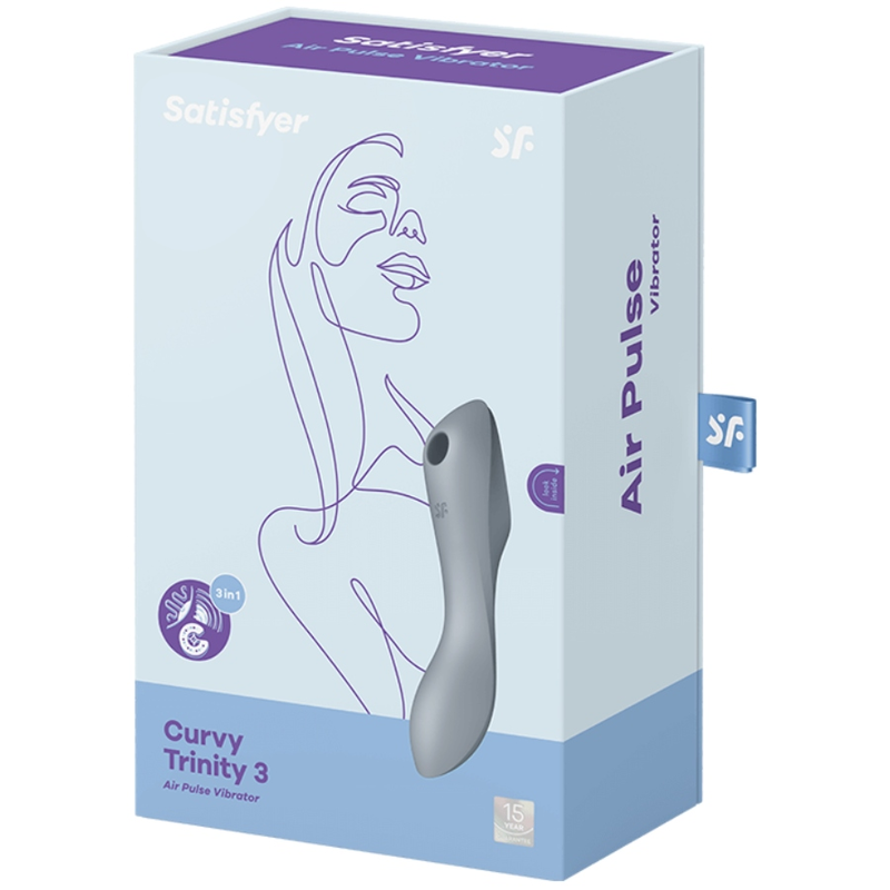 SATISFYER - CURVY TRINITY 3 AIR PULSE VIBRATOR GREY - Amore24