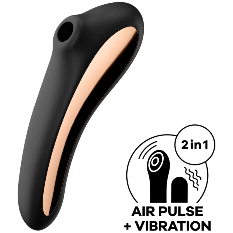 SATISFYER - DUAL KISS AIR PULSE VIBRATOR BLACK - Amore24