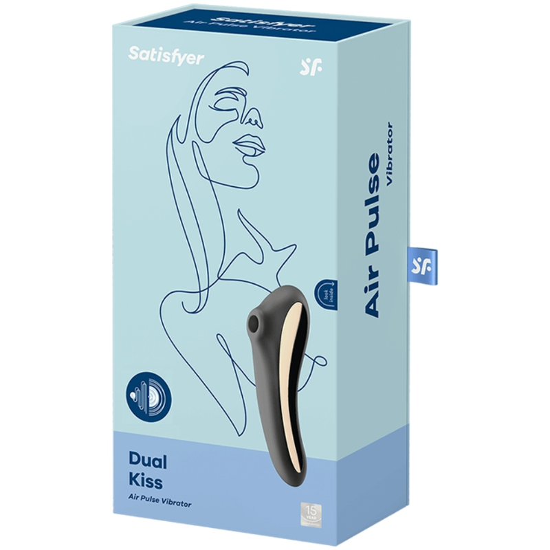 SATISFYER - DUAL KISS AIR PULSE VIBRATOR BLACK - Amore24