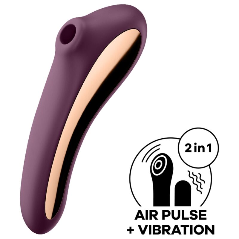 SATISFYER - DUAL KISS AIR PULSE VIBRATOR WINE RED - Amore24