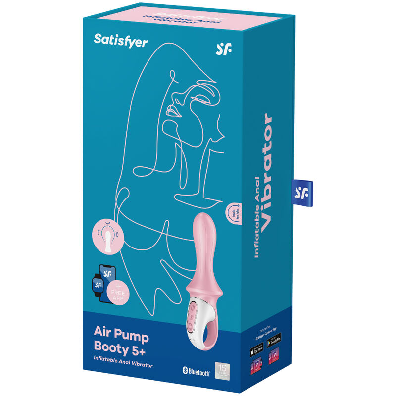 SATISFYER - AIR PUMP BOOTY 5+ INFLATABLE ANAL VIBRATOR PINK - Amore24