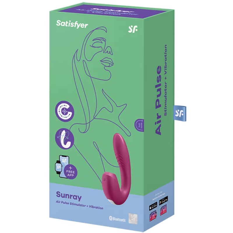SATISFYER - SUNRAY STIMULATOR AND VIBRATOR APP RED - Amore24
