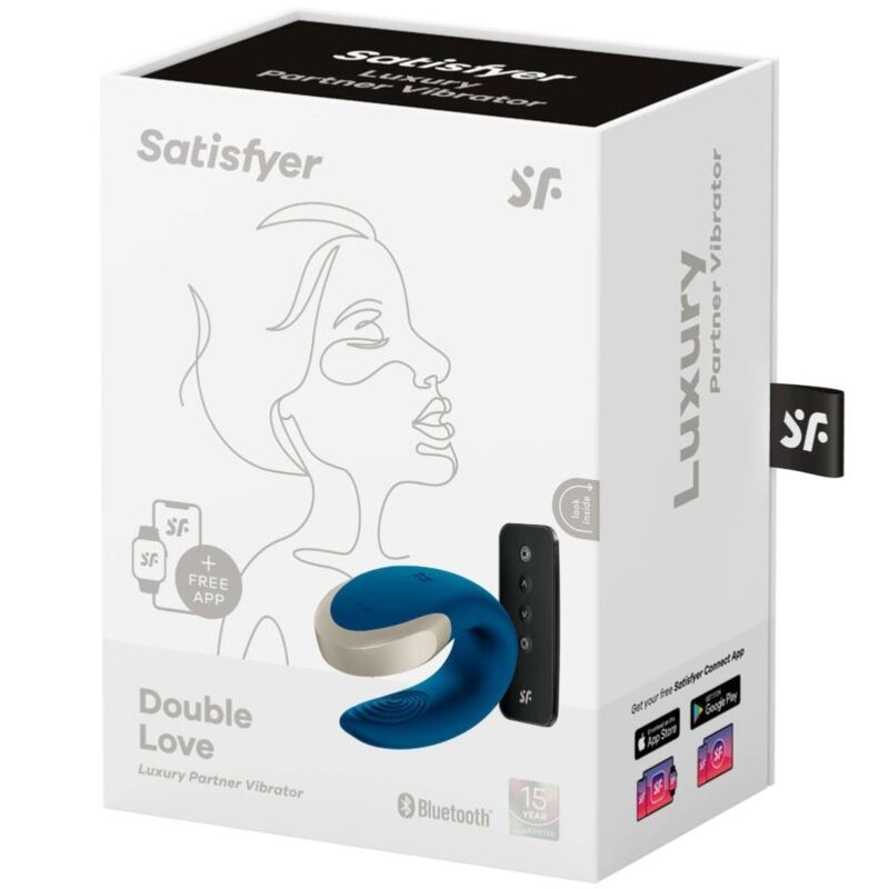 SATISFYER - DOUBLE LOVE LUXURY PARTNER VIBRATOR BLUE - Amore24