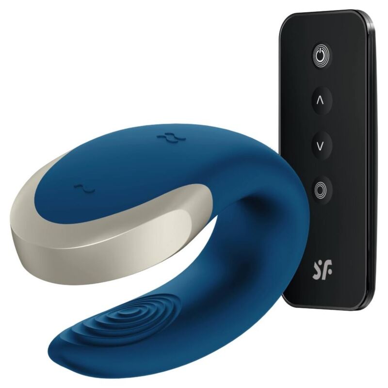 SATISFYER - DOUBLE LOVE LUXURY PARTNER VIBRATOR BLUE - Amore24