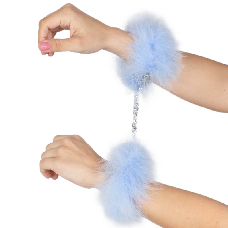 SECRETPLAY - BLUE LIGHT MARABOU HANDCUFFS - Amore24