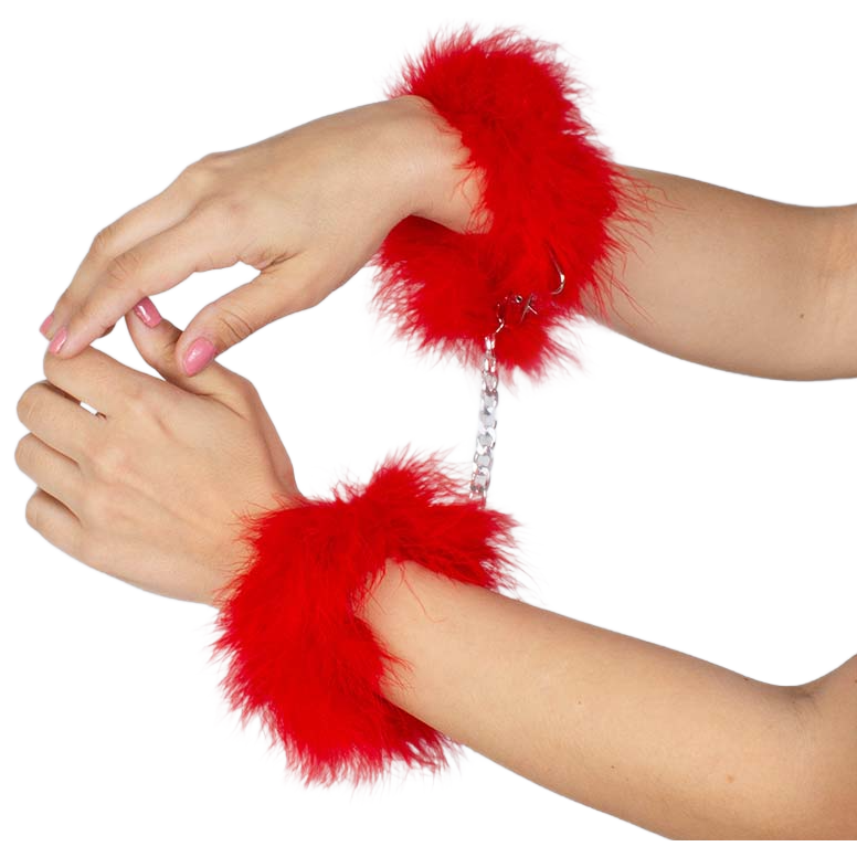 SECRETPLAY - RED MARABOU HANDCUFFS - Amore24