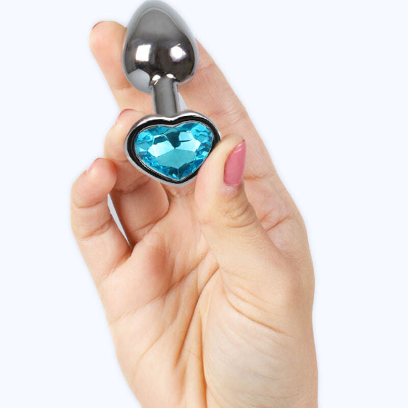 SECRETPLAY - METAL BUTT PLUG BLUE HEART SMALL SIZE 7 CM - Amore24
