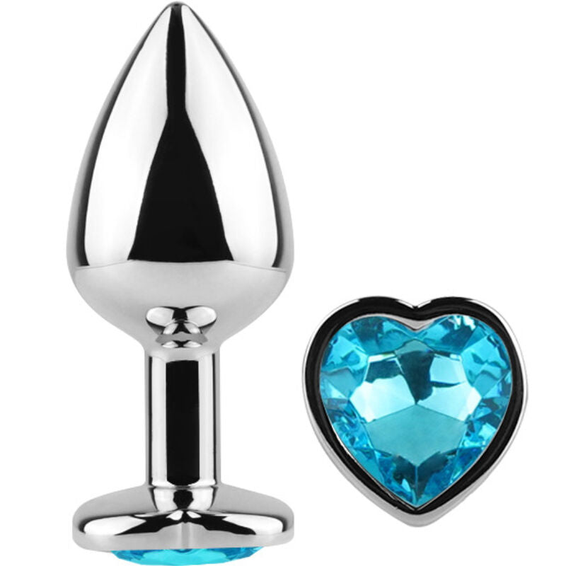 SECRETPLAY - METAL BUTT PLUG BLUE HEART SMALL SIZE 7 CM - Amore24