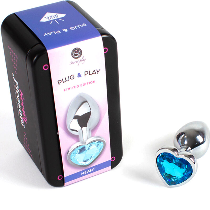 SECRETPLAY - METAL BUTT PLUG BLUE HEART SMALL SIZE 7 CM - Amore24