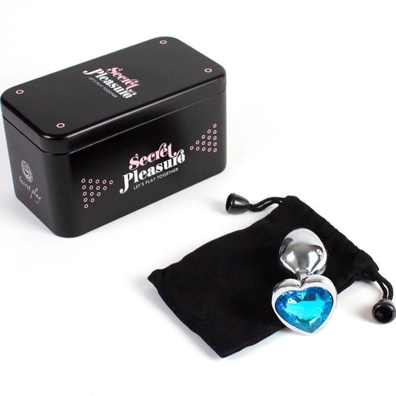 SECRETPLAY - METAL BUTT PLUG BLUE HEART SMALL SIZE 7 CM - Amore24