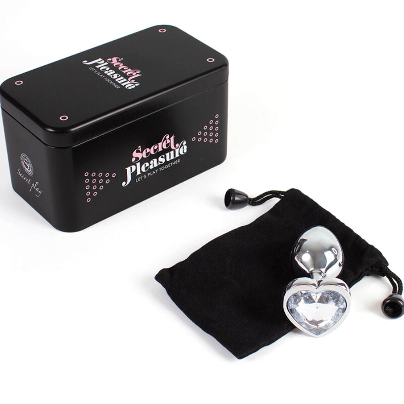 SECRETPLAY - METAL BUTT PLUG CLEAR CRYSTAL HEART SMALL SIZE 7 CM - Amore24