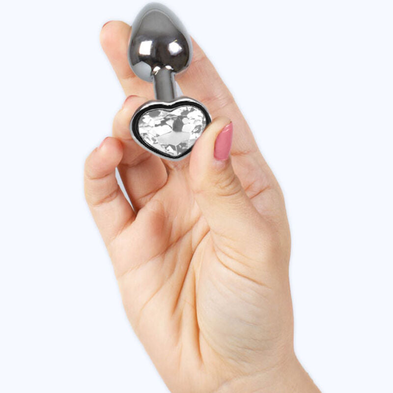 SECRETPLAY - METAL BUTT PLUG CLEAR CRYSTAL HEART SMALL SIZE 7 CM - Amore24