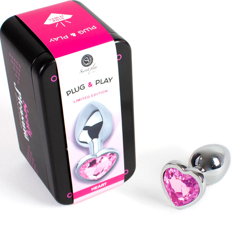 SECRETPLAY - METAL BUTT PLUG FUCHSIA HEART SMALL SIZE 7 CM - Amore24