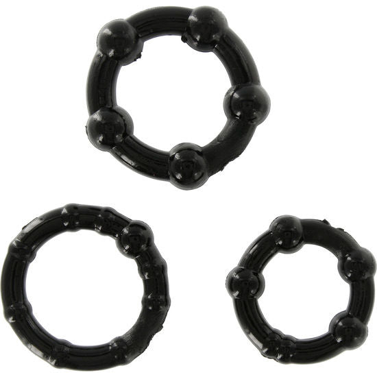 SEVEN CREATIONS - SET OF THREE BLACK PENIS RINGS - Amore24