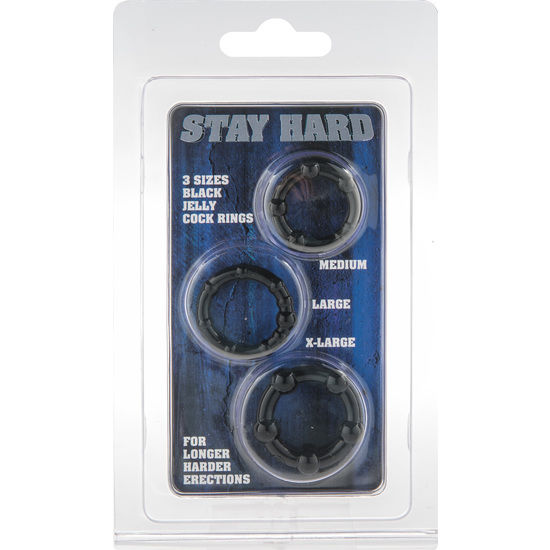 SEVEN CREATIONS - SET OF THREE BLACK PENIS RINGS - Amore24
