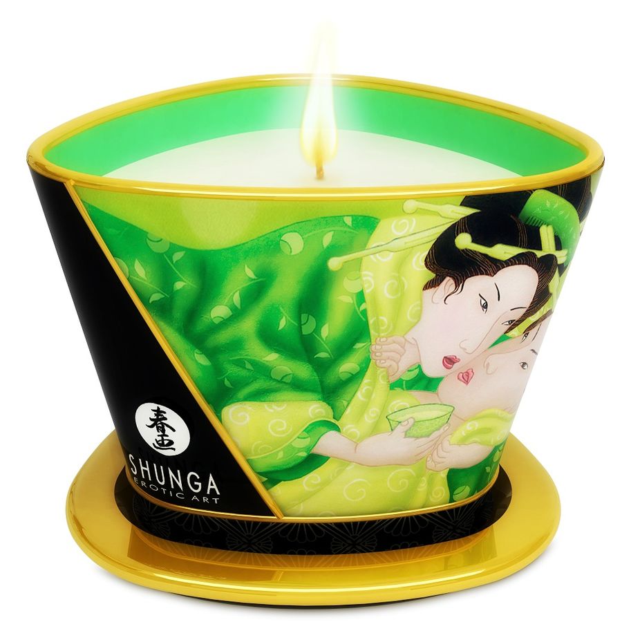 SHUNGA - MINI CARESS BY CANDELIGHT MASSAGE CANDLE T GREEN 170 ML - Amore24