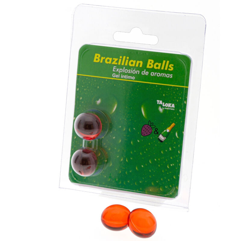TALOKA - 2 BRAZILIAN BALLS STRAWBERRIES & CHAMPAGNE INTIMATE GEL - Amore24