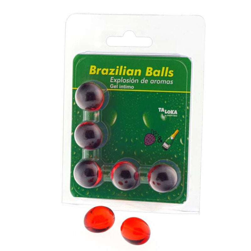 TALOKA - 5 BRAZILIAN BALLS STRAWBERRIES & CHAMPAGNE INTIMATE GEL - Amore24