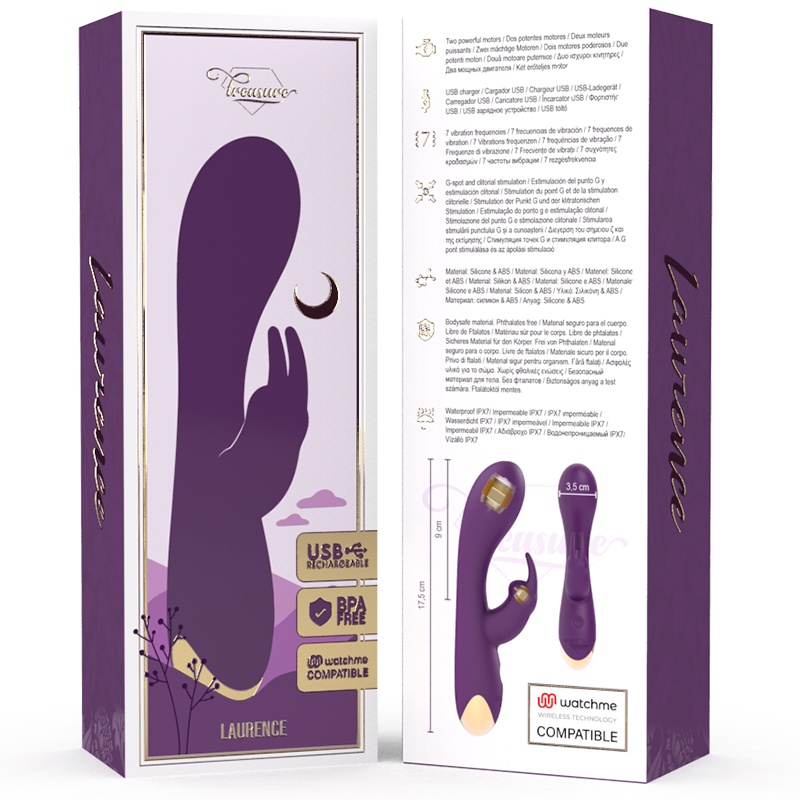 TREASURE - LAURENCE RABBIT VIBRATOR WATCHME WIRELESS TECHNOLOGY COMPATIBLE - Amore24