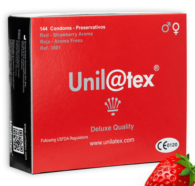 UNILATEX - RED / STRAWBERRY PRESERVATIVES 144 UNITS - Amore24