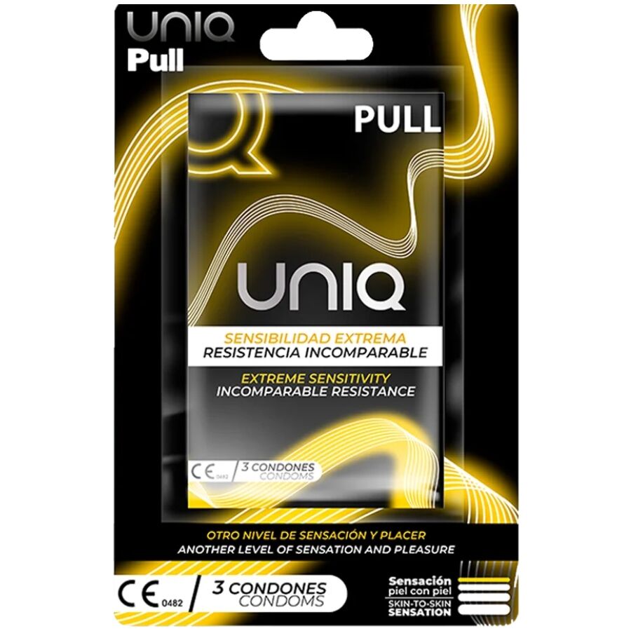 UNIQ - PULL LATEX FREE CONDOMS WITH STRIPS 3 UNITS - Amore24